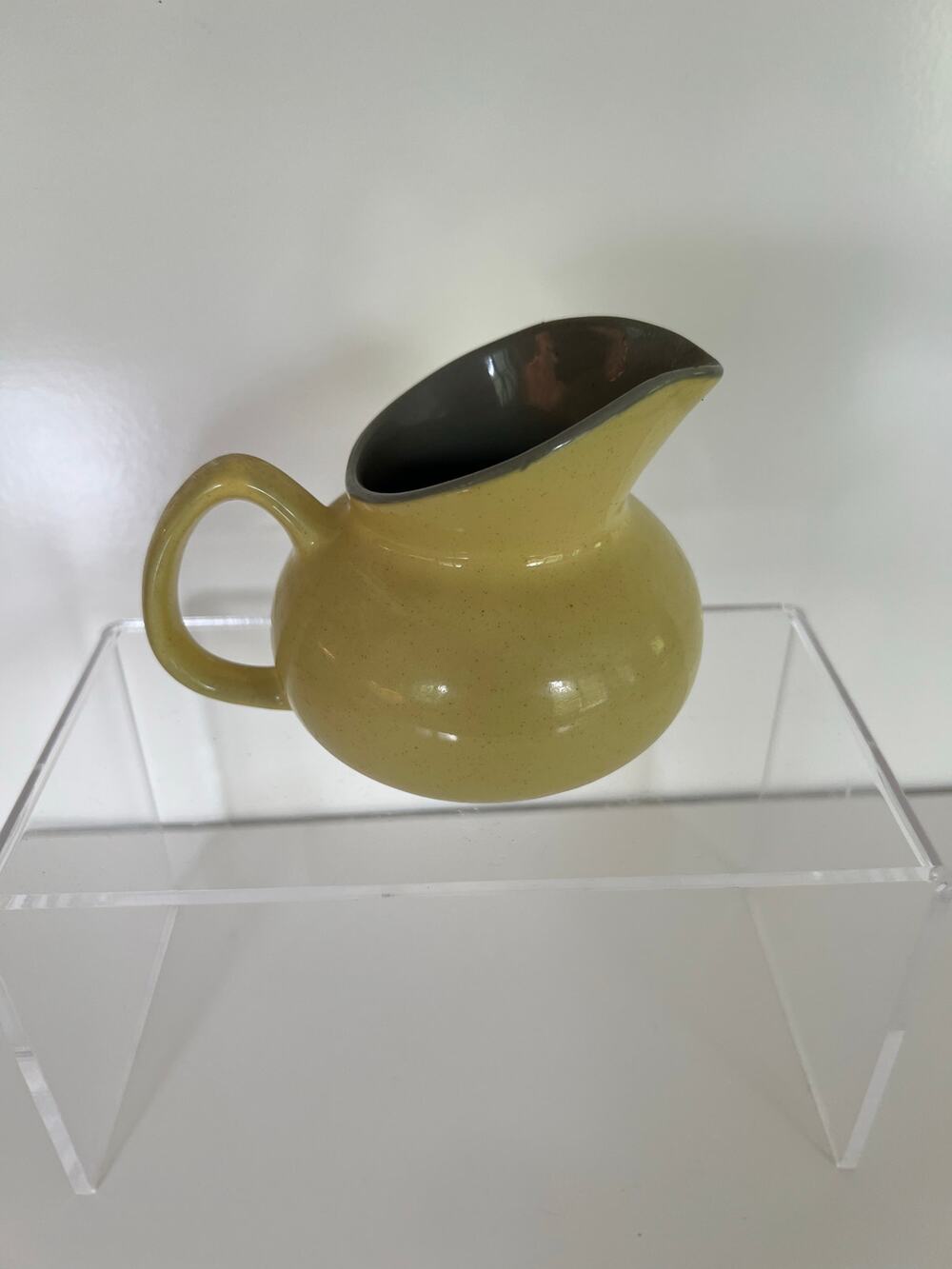 Vintage Mid-century Harkerware Creamer Pot USA Golden Dawn Yellow and Blue JL